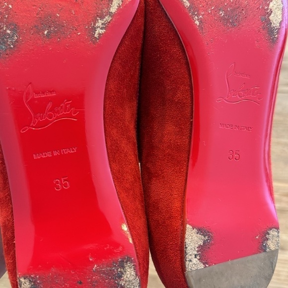 Christian Louboutin Red Pointed Flats Size 35 - Picture 5 of 6
